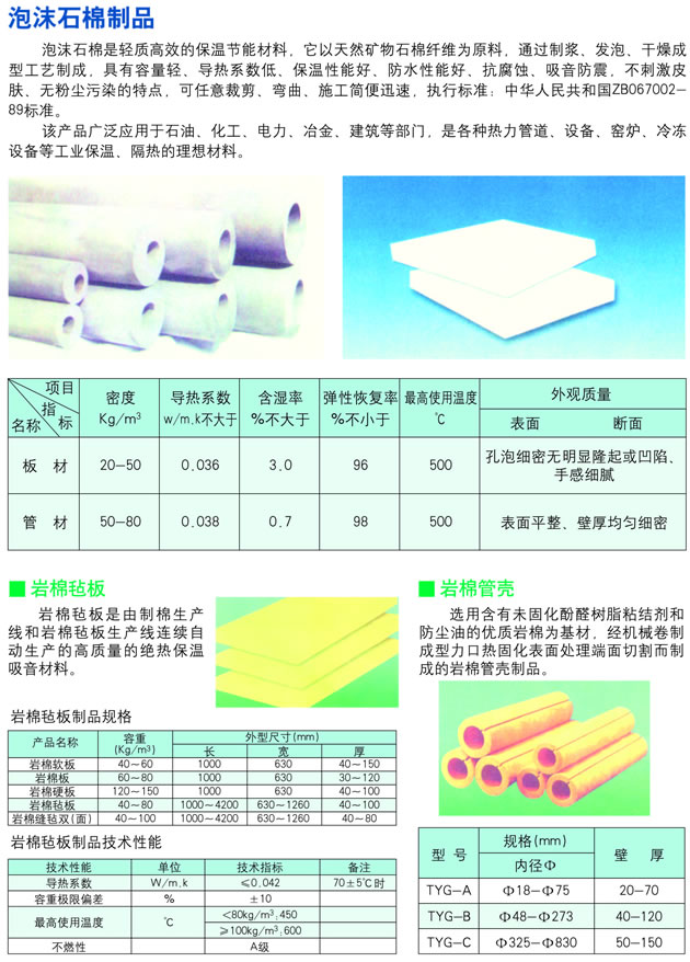 泡沫石棉制品
